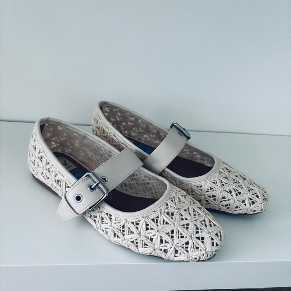 Woven Cream Mary Jane Flats